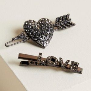 🆕 ❤️ Pave Heart and Love Hair Clip Set NWT Torrid New! barrette hair accessory